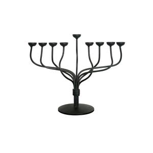 Chandelier Menorah à 9 branches en aluminium de luxe plaqué nickel pour les fêtes, design classique traditionnel, décoration d'intérieur - Product Image 2