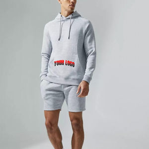 OEM/ODM 100% algodón polar regular fit Sudadera con capucha y conjunto corto ropa casual 2 piezas entrenamiento y gimnasio conjunto con capucha para hombres - Product Image 4