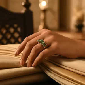 Anillo de Plata con Tres Piedras Geométricas para Mujer, Topacio y Morganita con Corte Esmeralda, Chapado en Rodio, Joyería para Regalo de Fiesta - Product Image 3