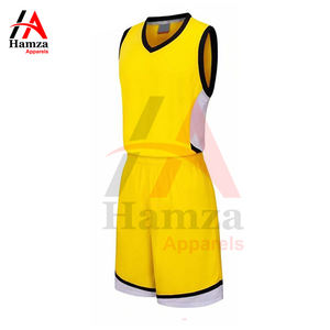 Uniforme de basket-ball personnalisé couleur jaune col en V tissu polyester uniforme de basket-ball par Hamza Apparels - Product Image 2