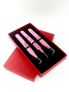 Nouvelles pinces à extensions de cils en acier inoxydable japonais, revêtement poudré rose clair, 90 degrés, 45 degrés, longueur 10 mm, pointe lisse ou dentelée - Product Image 6