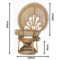 Fauteuil Paon en Rotin Original de Haute Qualité, Mobilier d'Art à Conception Traditionnelle pour Accessoires de Mariage Créatifs