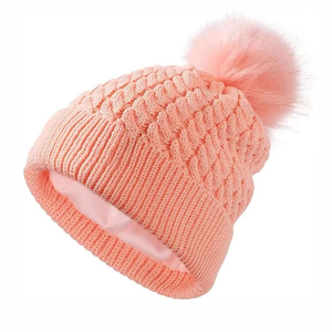 Gorro de punto de invierno cálido con pompón de piel sintética, gorro de punto de Cable cálido para hombres y mujeres, gorro de calle de color personalizado para el Norte - Product Image 5