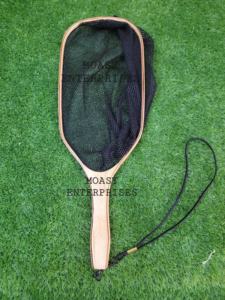 Épuisette de pêche à la mouche d'extérieur avec cadre en bois et filet en caoutchouc, outil de capture de truites à lancer à la main - Product Image 6