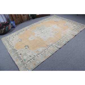 Turkish Rug, Large 5.8x8.7 ft Vintage Rug, <b>Yellow</b> Polka dot <b>Wool</b> Rug - Product Image 2