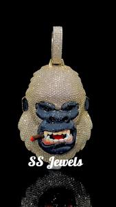 เครื่องทดสอบเพชรรูปการ์ตูนโรเดียมชุบ925เงินรูปหน้า VVS1โมอิสซาไนต์เย็นสไตล์ทางศาสนาแบบกำหนดเอง3D - Product Image 5