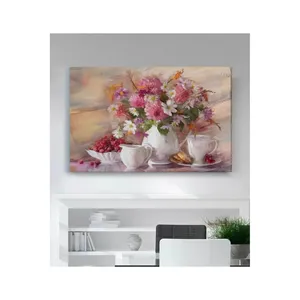Impression sur toile Fida Pink Wildflowers and Tea Set Still Life - Product Image 6