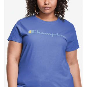 T-shirt Oversize da Donna Champion con Logo Classico, Stampa Grafica Blu, Taglia 2XL, Stile Basic, Stampa Serigrafica, Collezione Estiva ODM - Product Image 2