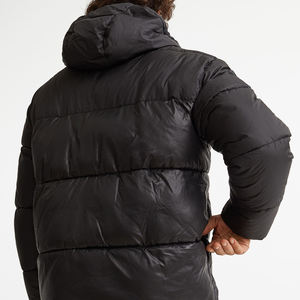 Chaqueta acolchada unisex de alta calidad personalizada para hombre, de talla grande, recién llegado, diseño deportivo negro, capucha, lona acolchada, cálida e informal - Product Image 3