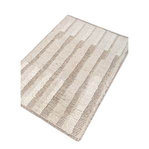 Alfombra Entropía Beige Marrón de Lana y Seda Anudada a Mano, a Rayas, para Sala de Estar, Entrada, Pasillo, Rectangular, Tipo Rompecabezas - Product Image 2