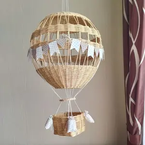 New Design Rattan Handwoven Air Balloon Wicker Hot Air Balloon Decor Hanging Home Ballon Gift For Kid