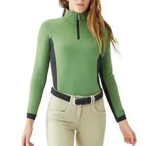 Chemise d'équitation de compétition à manches longues en tissu extensible de haute qualité OEM, équipement d'équitation, chemises de spectacle pour femmes - Product Image 1