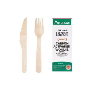 Set di posate usa e getta in legno ecologico Kumix - Product Image 2