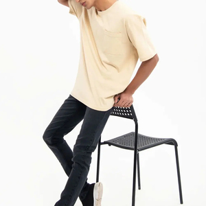 เสื้อยืดคอตตอน 100% ทรงหลวม / เสื้อยืดคอตตอนแขนสั้นสีพื้นสำหรับฤดูร้อน ผู้ชายไซส์ใหญ่ สไตล์ลำลอง - Product Image 5