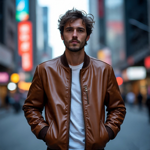 <b>Boys</b> Oversize Varsity <b>Leather</b> <b>Jackets</b> Men High Quality Winter Motorcycle <b>Leather</b> Coat Baggy Button Down <b>Leather</b> <b>Jacket</b> <b>Boys</b> - Product Image 4