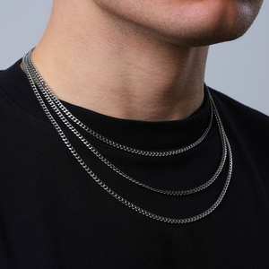 Unisex Christian Necklace 925 Sterling <b>Silver</b> Plated <b>Cuban</b> <b>Chain</b> 3mm Brass Minimalist Party Daily Wear Jewelry - Product Image 6