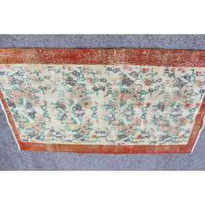 Alfombra Turca Vintage de 3.7x6.2 pies, Alfombra con motivos de plantas y árboles rojos - Product Image 2