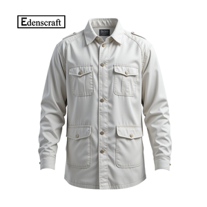 Bangladesh Export Quality <b>Green</b> Color Plus Size <b>Men</b> Smart Casual Eco-Friendly Quick Dry <b>Waterproof</b> Cotton Twill Safari <b>Jacket</b> - Product Image 4