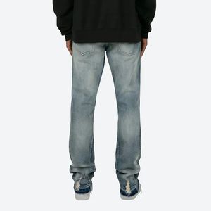 กางเกงยีนส์ฮิปฮอปบ็อกกี้ทรงสลิมฟิตกางเกงยีนส์แนวไฮสตรีทกางเกงบูตตัดรอยขาดแต่งทรงบานผ้าเดนิมสไตล์เย็บปะติดสำหรับผู้ชาย - Product Image 5