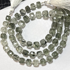 Perles de pierres précieuses en forme de boîte à facettes vertes de 7-8MM pierre carrée calibrée pour la fabrication de bijoux - Product Image 6