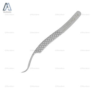 Pinzas de pestañas plateadas resistentes al calor de acero inoxidable con estuche de cuero para extensión de pestañas postizas - Product Image 1