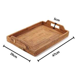 Bandeja de mimbre Natural tejida a mano ecológica de lujo, almacenamiento de madera con estilo moderno para comedor en casa, herramienta elegante para frutas y verduras - Product Image 6
