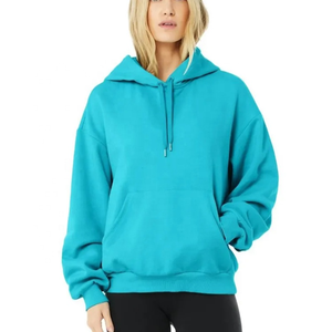 Sweat-shirt à manches tombantes surdimensionné de haute qualité pour l'automne, tricot épais, à capuche pour femmes, vente en gros à bas prix, personnalisable - Product Image 1