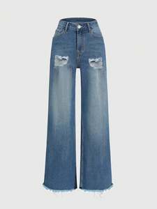 <span class=keywords><strong>Jeans</strong></span> da <span class=keywords><strong>Donna</strong></span> Casual per Tutte le Stagioni, Stile Micro Svasato Dritto, Nuovo Look Lavato, Traspirante ed Elastico per la Primavera - Product Image 4