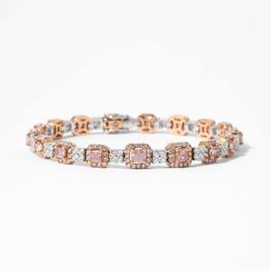 Wholesale Signature Luxury Lab Grown 18kt White Gold Plated Pink Cushion Diamond <b>Bracelet</b> 7 Inch IGI Certified VVS2 for Party - Product Image 5