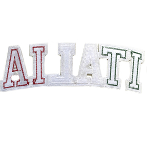 Patch brodé en tissu sergé, design personnalisé OEM américain, inspiré du baseball, formes cœur et fleur, pour chapeaux - Product Image 3