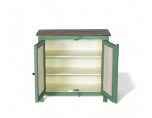 Contemporary Cane <b>Sideboard</b> Cabinet With Adjustable Shelving Stylish Wooden Frame And Cane Panels For Home From India - Product Image 4