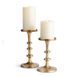 Classic Silver & Gold Metal Candle <b>Pillar</b> Stand Handmade Aluminum Holder for Home & Wedding Decor for Christmas - Product Image 3