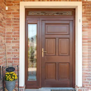 American Wooden Entrance Style Models Mahogany Double Solid Wood Main Entrance Exterior Entry Front Doors