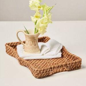 Plateau rectangulaire en rotin écologique Panier de service tissé naturel avec poignée Organisateur de table décoratif Rangement à domicile - Product Image 2