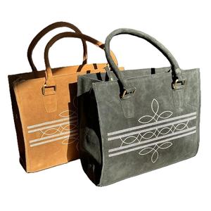 Sac fourre-tout unisexe en cuir véritable, matière en daim, détails de couture en cuir, fermeture éclair sécurisée, écologique, été, automne, voyage - Product Image 2