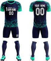 OEM Service Respirant Numérique Impression de Nom Maillot de Football Ensemble Complet Bleu Foncé Hommes Uniforme de Football