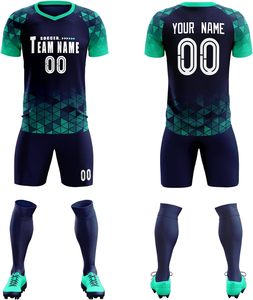 ชุดเสื้อฟุตบอลผู้ชายชุดเครื่องแบบฟุตบอลสีน้ำเงินเข้มเสื้อฟุตบอลพิมพ์ชื่อดิจิตอลระบายอากาศได้ - Product Image 4