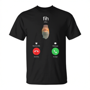 T-shirt simpatica con meme del pesce che pronuncia male il nome del telefono, per tutti - Product Image 2