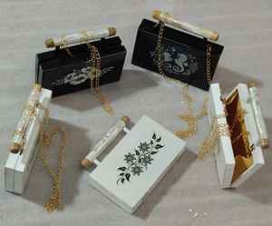 Sac à main élégant en résine incrustée pour femmes, pour mariages, fêtes, pochette de soirée luxueuse, fabrication artisanale, design personnalisable, haute qualité - Product Image 1