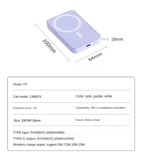 Sạc dự phòng không dây từ tính Magsafe 10000mAh tùy chỉnh, sạc nhanh hai chiều PD, siêu mỏng, tương thích với Apple - Product Image 5