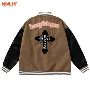 Veste universitaire pour homme de marque OEM avec patch en chenille, vêtements de rue, broderie en cuir de baseball, logo personnalisé, vestes universitaires d'hiver - Product Image 6