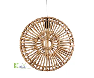 New Item 2024 Modern and Rustic Decoration Design Water Hyacinth Lampshade Round Sun Hanging Lights Made in Viet Nam From Keico