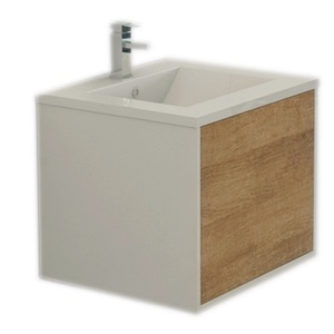 Mobile da Bagno LINZ 60 cm Effetto Legno Set Completo Lussuoso in Melamina con Lavabo in Ceramica Resistente all'Acqua e Armadietto con Specchio - Product Image 5