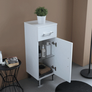 Ravenna White Floor-Standing Bathroom <b>Vanity</b> Unit <b>with</b> Doors and <b>Drawer</b> Elegant Bathroom Sets - Product Image 3
