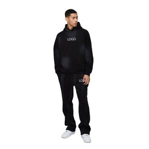 Ensemble de survêtement tie-dye bleu personnalisé pour homme, sweat à capuche et pantalon de jogging assorti, streetwear décontracté, tenue de sport deux pièces - Product Image 6
