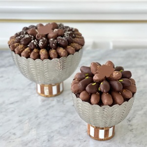 Bol de service au chocolat Poignée en métal design Plateaux de serveur de dattes au chocolat Bol à chocolat en marbre gris naturel - Product Image 4