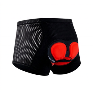 Shorts de cyclisme pour hommes, noir et rouge, rembourrés, respirants, séchage rapide, en spandex et polyester, style ajusté - Product Image 1