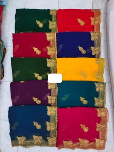 Saree en mousseline de soie organza brodé de qualité supérieure avec bordure festonnée délicate pour les fêtes disponibles pour les boutiques acheteurs internationaux - Product Image 3