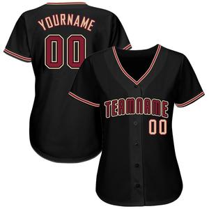 Breathable Custom Black Red Crimson Softball Jersey Wholesale Quick Dry Washed <b>Half</b> <b>Sleeve</b> V Neck Design Women's Softball Jersey - Product Image 1