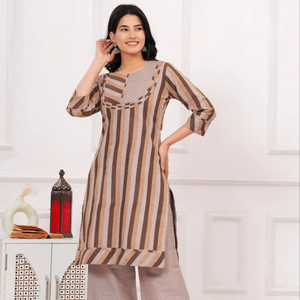 Costume de créateur en pur coton pour femmes Occasions décontractées-Ensemble de pantalons Kurta Ethnic Salwar Kameez Kurti Dress - Product Image 1